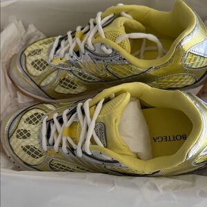 Bottega Veneta Yellow and Silver Mesh Sneakers